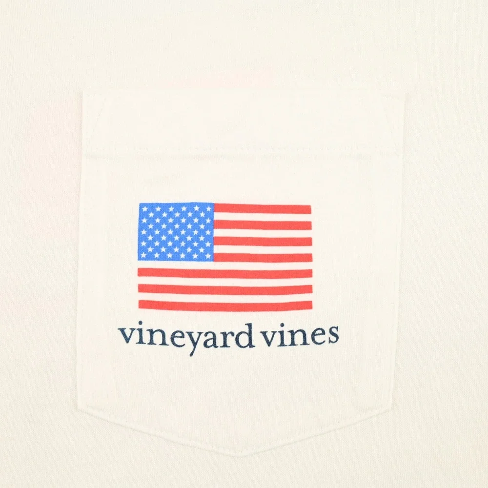 100% Cotton Vineyard Vines Mens L Space Whale Astronaut Long Sleeve Pocket Tee